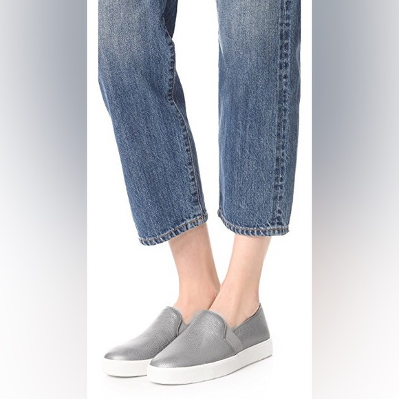 Vince Stylish Gray Silver Metallic Slip-On Women's Shoes New